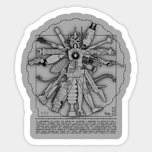 Vitruvian Machine Sticker by Captain_RibMan